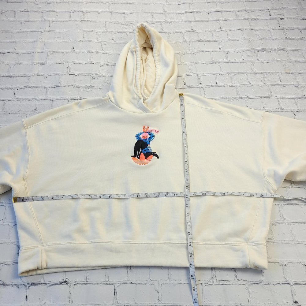✅ Adidas Woman’s Ivory Embroidered Logo French Terry Hoodie XL - Picture 2 of 12
